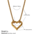 Golden stainless steel heart pendant necklace with 18k plating on a sleek cable chain - Heart Pendant O-Chain Necklace (XL509G)