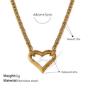 18k gold-plated stainless steel heart necklace with Cuban chain measuring 44cm+5cm length - Heart Pendant Cuban Chain Necklace (XL511G)