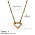18K gold plated stainless steel chunky chain necklace with hollow heart pendant charm - Heart Pendant Ring Necklace (XL512G)