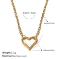 18k gold plated heart pendant necklace with thick cable chain made of stainless steel - Heart Pendant Rope Chain Necklace (XL513G)