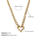Gold stainless steel heart pendant necklace with dimensions 44cm length and 6mm chain width - Heart Pendant O-Chain Necklace (XL514G)