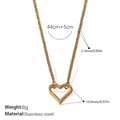 Gold plated stainless steel hollow heart pendant with twisted rope chain necklace - Heart Pendant Rope Chain Necklace (XL515G)