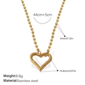 Minimalist 18k gold plated stainless steel ball chain necklace with hollow heart pendant - Heart Pendant Ball Chain Necklace (XL517G)