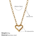 Golden hollow heart pendant necklace in stainless steel with 44cm plus 5cm extension - Heart Pendant Necklace (XL518G)
