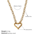Gold hollow heart pendant necklace in stainless steel with thick anchor chain design - Heart Pendant Anchor Chain Necklace (XL519G)