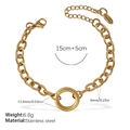 Gold-tone stainless steel owl bracelet with adjustable 15+5cm chain and 13.5mm ring charm - 15cm+5cm / Minimalist Gold Bracelet (SL238G)