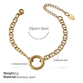 Vergoldetes Edelstahlarmband im Schweinenase-Stil mit 13,5 mm rundem Ring-Anhänger - Minimalistisches Goldarmband (SL241G)