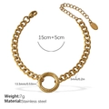 18K vergoldetes Edelstahl-Cuban-Kettenarmband mit rundem Ringverschluss und Verlängerung - Minimalistisches Goldarmband (SL244G)
