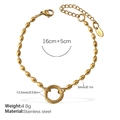 18K vergoldetes Edelstahl-Perlenarmband mit einem runden Kreis-Anhänger-Charm - Minimalistisches Goldarmband (SL245G)