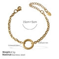 Minimalistisches goldenes Edelstahl-Armband mit 13,5mm Kreisanhänger und Karabinerverschluss - Minimalistisches Goldarmband (SL256G)