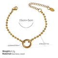 18K vergoldetes Edelstahl-Perlenarmband mit einem polierten runden Scheibenanhänger - Minimalistisches Goldarmband (SL248G)