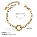 18K vergoldetes Edelstahl Figaro Armband mit rundem 13,5mm Anhänger für Damen - Minimalistisches Goldarmband (SL250G)