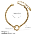 Vergoldetes Edelstahl-Weizenarmband mit rundem Ringverschluss und Verlängerungskette - Minimalistisches Goldarmband (SL251G)