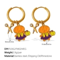Goldene Edelstahl Ohrringe mit Kürbis Mädchen und Schere Anhängern für Halloween - Schere Kürbis Mädchen Stil (EH1174G-PJ26G-PJ802WEG)