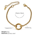Verstellbares 18K vergoldetes Edelstahlarmband mit einem glatten runden Ringanhänger - Minimalistisches Goldarmband (SL252G)