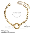 Goldenes Gliederkettenarmband aus Edelstahl mit einem massiven Ringanhänger und Karabiner - Minimalistisches Goldarmband (SL253G)