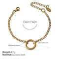 Goldenes Edelstahlarmband mit hohlem Kreisanhänger und verstellbarer Gliederkette - Minimalistisches Goldarmband (SL255G)