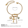 Goldenes Edelstahlarmband mit weißem Kleeblatt, Kreuz und blauem Herz-Anhänger - SL272CRG Gold Armband