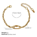 Bracelet à maillons en acier inoxydable doré avec fermoir mousqueton et style industriel - Bracelet Or (SL273G)