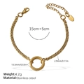 Vergoldetes Edelstahl-Kettenarmband mit einem zentralen Ring und Karabinerverschluss - Minimalistisches Goldarmband (SL258G)
