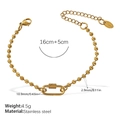 Bracelet en perles d'acier inoxydable doré avec fermoir en U et breloque cœur - Bracelet Or (SL274G)