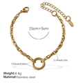 Vergoldetes Edelstahl-Gliederarmband mit poliertem, massivem Rundring-Anhänger - Minimalistisches Goldarmband (SL260G)
