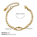 Bracelet chaîne Figaro en acier inoxydable doré avec mousqueton ovale, 16 cm plus 5 cm d'extension - Bracelet Or (SL277G)