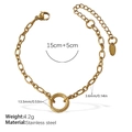 18K vergoldetes Edelstahl-Gliederarmband mit einem runden Ringanhänger für Damen - Minimalistisches Goldarmband (SL262G)