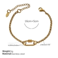 Bracelet à maillons minimaliste en acier inoxydable doré avec un charme ovale au centre - Bracelet Or (SL279G)
