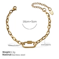 Bracelet doré à maillons ovales en acier inoxydable avec fermoir à vis et chaîne réglable - Bracelet Or (SL280G)