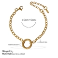 Goldenes Edelstahl-Kettenarmband mit rundem Anhänger und verstellbarer 5-cm-Verlängerung - Minimalistisches Goldarmband (SL266G)