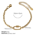 Bracelet à maillons en acier doré avec boucle ovale et fermoir ajustable de 16+5cm - Bracelet Or (SL283G)