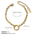 Goldenes Edelstahl-Infinity-Armband mit verstellbarer Schließe und zentralem Ringelement - Minimalistisches Goldarmband (SL269G)