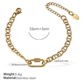 Bracelet minimaliste en acier inoxydable doré avec maillons grain de café et extension - Bracelet Or (SL287G)