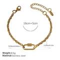 Bracelet élégant en acier inoxydable doré à mailles torsadées et fermoir rectangle - Bracelet Or (SL288G)