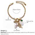 Βραχιόλι από ανοξείδωτο ατσάλι 18K με μαργαριτάρια γλυκού νερού και πράσινο ζιργκόν - SL337CRG Βραχιόλι με Πολλαπλά Μενταγιόν