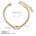 Bracelet chaîne minimaliste en acier doré avec maillon mousqueton et extension de 5cm - Bracelet Or (SL289G)