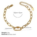 Bracelet chaîne trombone en acier inoxydable doré poli avec fermoir mousqueton femme - Bracelet Or (SL290G)