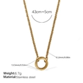 18K vergoldete Edelstahl-Kordelkette mit rundem Ringanhänger für Damen und Herren - Minimalistische Goldhalskette (XL634G)