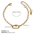 Bracelet à maillons ovales en acier doré avec fermoir mousqueton et chaîne réglable - Bracelet Or (SL92G)