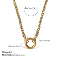 Minimalistische goldene Edelstahl-Webkette mit zentralem 13,5 mm rundem Ring-Element - Minimalistische Goldhalskette (XL636G)
