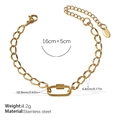 Bracelet à maillons en acier inoxydable doré avec fermoir mousqueton et dimensions - Bracelet Or (SL294G)