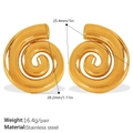 Golden stainless steel spiral stud earrings with elegant snail shell swirl design - Gold (EH165G)