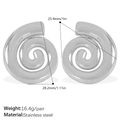 Silver stainless steel spiral earrings with 16.4g weight and 28.2mm height dimensions - Silver (EH165S)