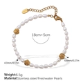 Bracciale minimalista con perle d'acqua dolce, rose dorate e catena regolabile - Bracciale in Perle d'Acqua Dolce (SL146WEG)