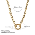 Polierte, 18 Karat vergoldete Gliederkette aus Edelstahl mit rundem Ringverschluss - Minimalistische Goldhalskette (XL639G)