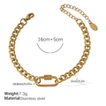 Bracelet chaîne cubaine dorée en acier inoxydable avec mousqueton et chaînette réglable - Bracelet Or (SL297G)