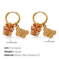 18K vergoldete Edelstahl-Ohrringe mit Weihnachtsgeschenkbox und Schmetterlingsanhängern - Geschenkbox Und Schmetterling (EH1174G-PJ76-PJ426G)