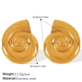 Golden threaded snail shell earrings in stainless steel with size and weight specs - Gold (EH631G)