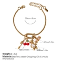 Goldenes Edelstahl-Charm-Armband mit Kirsch-Anhänger und Kristall-Bär-Elementen - SL305CRG Goldarmband